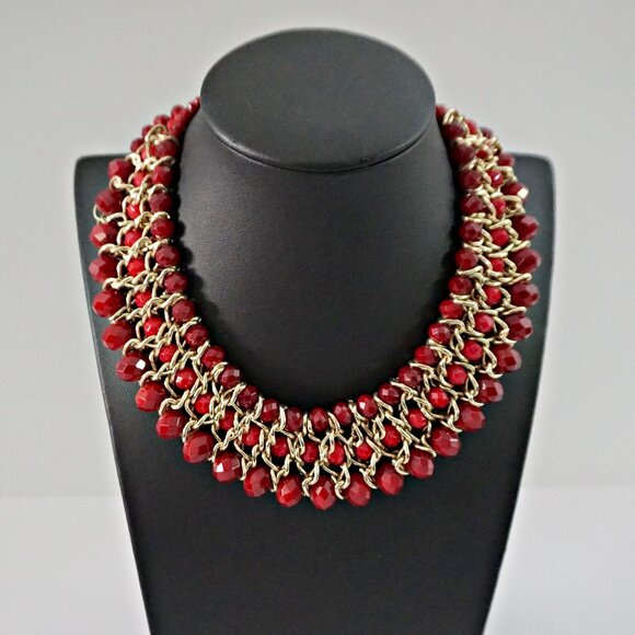 Amrita Singh Cleo Red Multi- Strand Breaded Necklace. - Picture 2 of 6